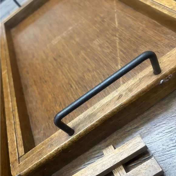 Beautiful vintage solid wood bread box with removable rack and tray